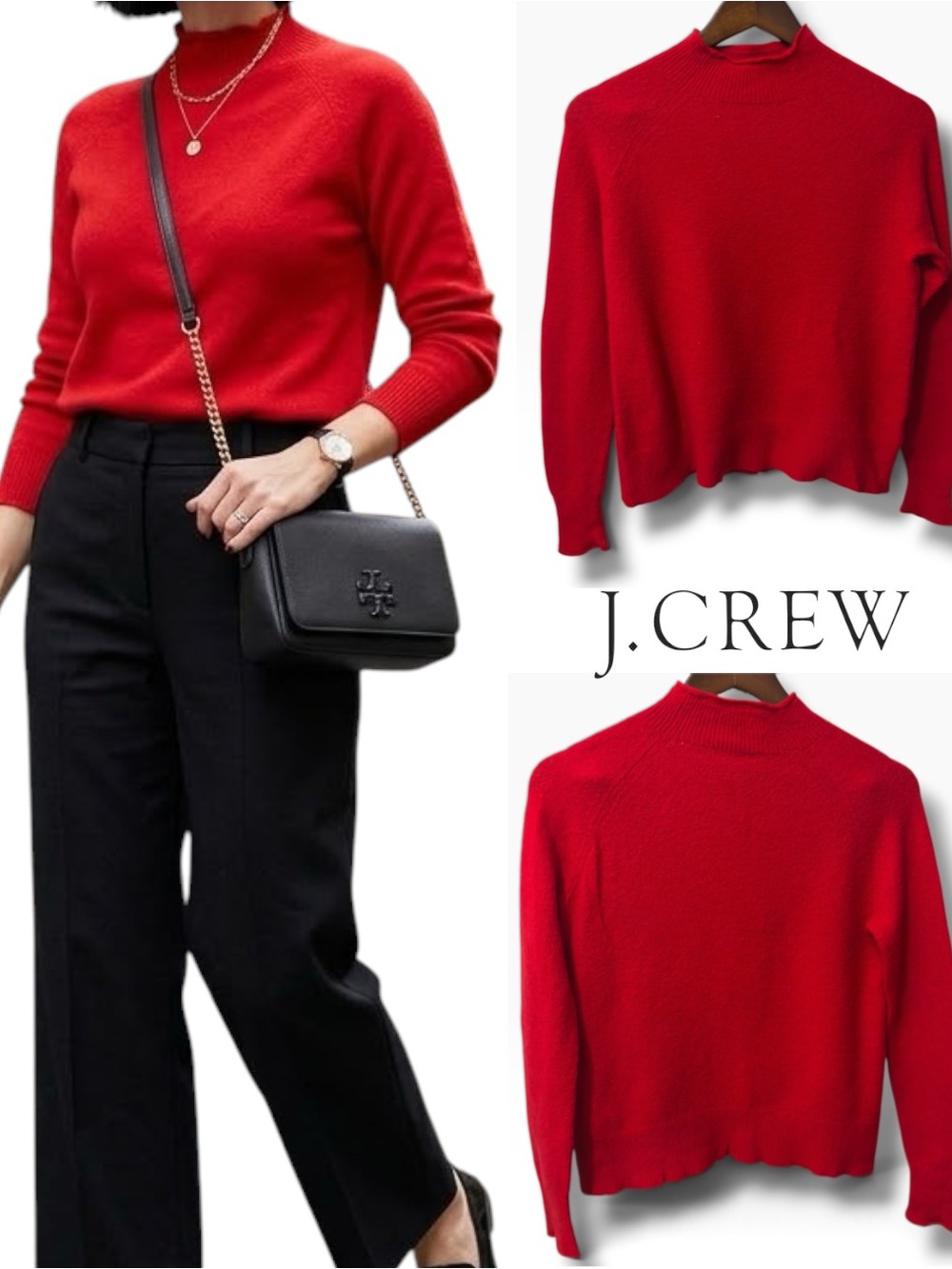 J.Crew | NWOT Wool-Blend Red Mock Neck Sweater (Size XS/S